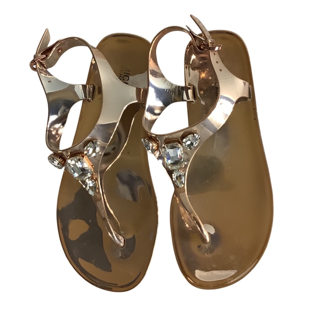 Michael Michael Kors Rose Gold Jelly Sandals Crystal Embellished Size 7